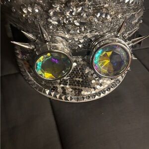 Silver Sequin Steampunk Spike Hat Rave hat